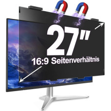 GUDTEKE Magnetic 27 Inch Screen Privacy Filter for Computer Monitor in Aspect Ratio 16:9, Removable Anti-Blue/Anti-Glare Hanging Film, Anti-Spy Desktop Privacy Screen Protector