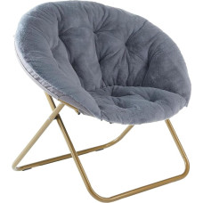 Sweetcrispy Comfortable Saucer Chairs, Folding Cozy Faux Fur Living Room Reading Chair with Soft Thick Padded Seat and Metal Frame Modern Style Bedroom Home for