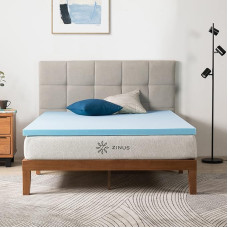 Zinus Mattress Topper 90 x 190 cm - Mattress Height 5 cm - Memory Foam Cooling Gel Mattress - Mattress Topper, Blue