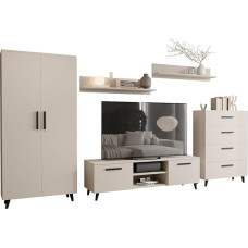 Per la vita Schrankwand Nord Kschmir – Modernes Wohnzimmermöbel Set mit Kommode, Kleiderschrank, TV-Schrank & 2 Wandregale bieten – Schrankwand für Wohnzimmer & Jugendzimme