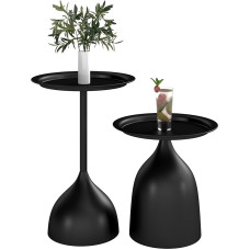 hitsuki Side Table Black 2 Pieces Small Table for Living Room Modern Design Living Room Table