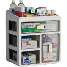 Liwankaqi Medicine Storage Box with 4 Drawers Plastic Medical Storage Container for Home Office Dorm