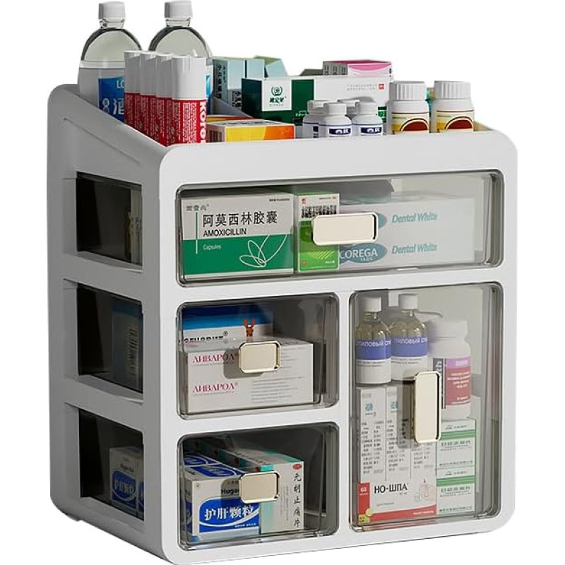 Liwankaqi Medicine Storage Box with 4 Drawers Plastic Medical Storage Container for Home Office Dorm