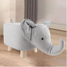 YLSZHY Animal Footstool, Elephant Bench, Cute Ottomans in Animal Shape, Lightweight, Sturdy Bench Made of Solid Wood, Shoe Stool or Decoration, Bedroom, Living Room Indoor (Grey White)