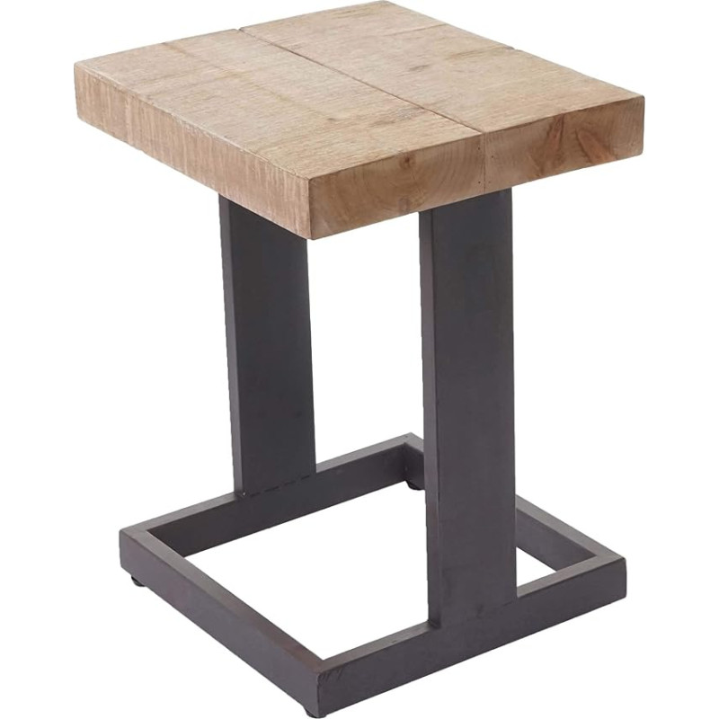 Mendler HWC-A15 Stool Wooden Stool Rustic Solid Fir Wood MVG Certified 48 x 36 x 32 cm