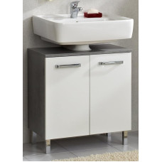 Pelipal Quickset 913 Vanity Unit in White Gloss / Concrete Look, 60 cm Wide, Sink Cabinet without Sink with 2 Doors