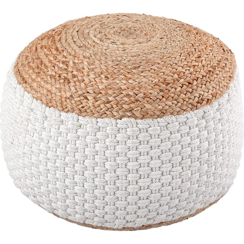 casamia Pouf Stool Jute Seat Pouf Floor Cushion Boho Natural Footstool Round Cube Size Floor Cushion 1 - Round