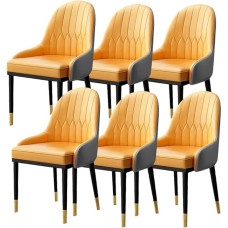 LHOONBB Modernes gepolstertes Küchen-/Esszimmer-Set mit 6 Beistelltischen, Wohnzimmer-/Küchenmöbeln mit weichem PU-Lederbezug, Sitzkissen und Metallbeinen