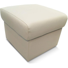 Quattro Meble Cream Genuine Leather Stool 50 cm x 50 cm Hinged with Storage Space Stool Cowhide Seat Cube Footstool Upholstered Stool Real Leather Puff