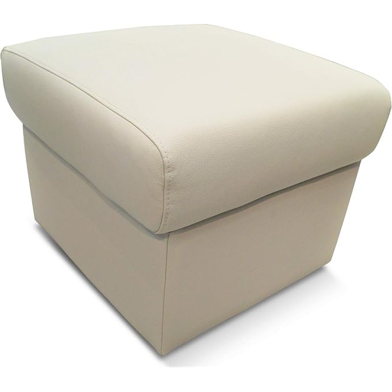 Quattro Meble Cream Genuine Leather Stool 50 cm x 50 cm Hinged with Storage Space Stool Cowhide Seat Cube Footstool Upholstered Stool Real Leather Puff