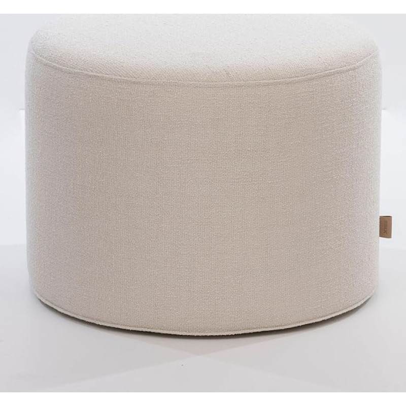 SIX Design Pouf Stool Round 42 x 53 cm Woven Fabric White