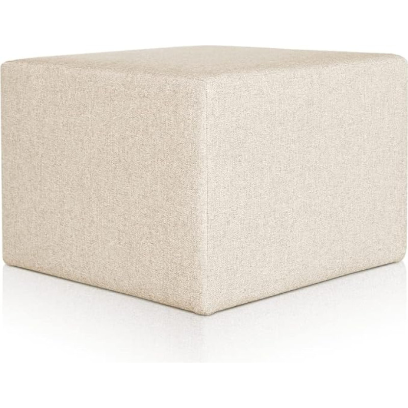Deshome Pouf Stool Footrest 63 x 63 x 44 cm Water-Repellent Fabric: Modern Design Pouf for Sofa Living Room Bedroom Pouffe Pouffe Minerva Beige