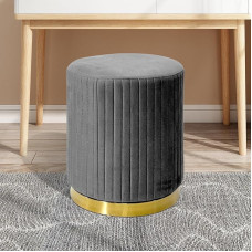 JHYCCDD Dressing Stool, 360° Rotatable, Round Stool with Non-Slip Foot Pads, Padded Stool, Dressing Table, Velvet for Dressing Table, Bedroom, Living Room (Grey)