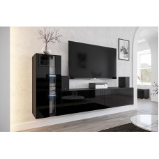 Furnitech Living Room Wall Unit | Hanging Living Room Wall Unit Modern | Living Room Cabinet Wall with Shelves and TV Cabinet | Living Room Furniture without LED (Future 45/HG/B/1 1B)