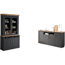 Furn.Design Wohn- und Esszimmer Set in grau und Wotan Eiche Landhaus Wohnkombination 2-teilig, Ribera