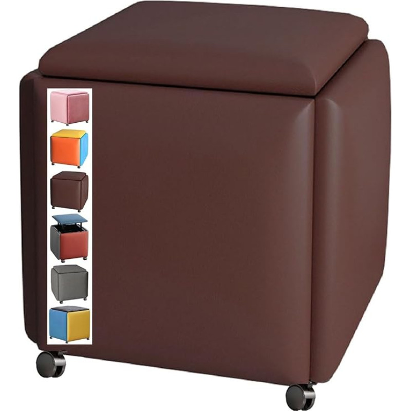 Stackable Sofa Chair Stool Cube 5 in 1 Combination Seat Cube Footstool Footstool Upholstered Stool Seat Chest Shoe Bench Stool Stool with Wheels Footrest Ottoman C