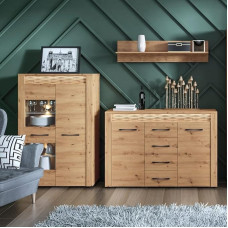 Lomadox Dining Room Set with LED Lighting in Artisan Oak Nb W x H x D approx. 250 x 170 x 40 cm