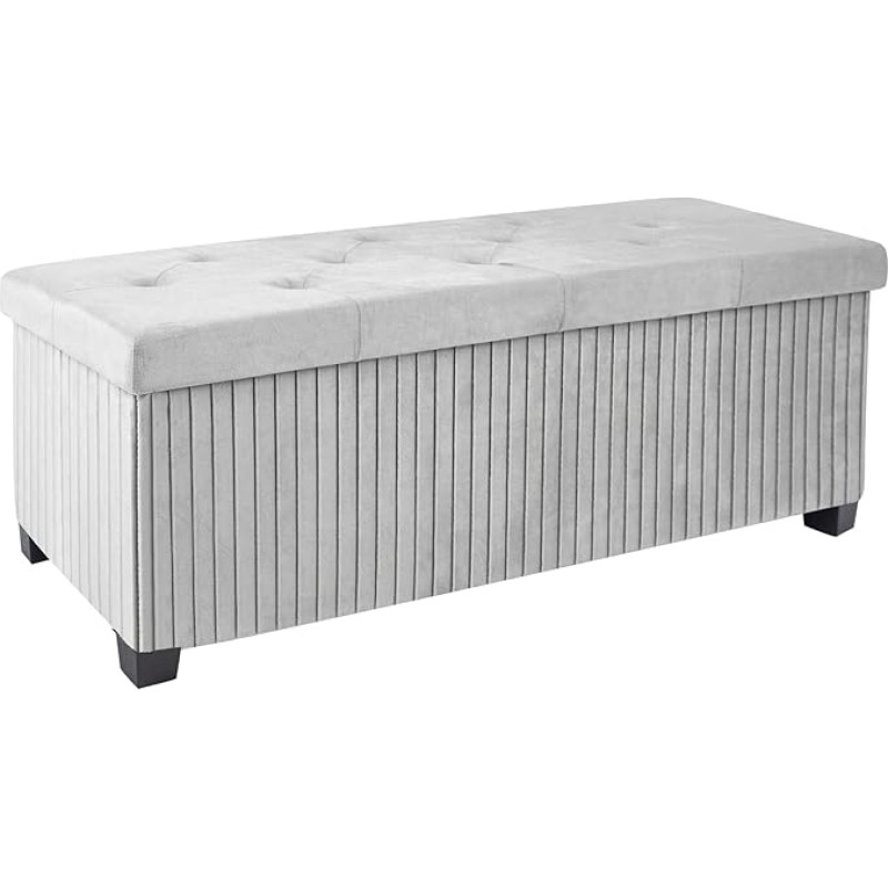 LITZFUR Aufbewahrungs Ottomane Bank, 109.2 cm Faltbare Ottomane mit Beinen, Samt Fußstütze Hocker, Ende der Bettbank, Aufbewahrungstruhe für Wohnzimmer, Schlafzimmer (Grau)