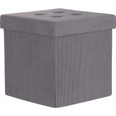 Galileo Sibilla Multipurpose Bean Bag with Storage Box, MDF Structure, Corduroy Effect Cover, Grey, 38 x 38 x 38 cm