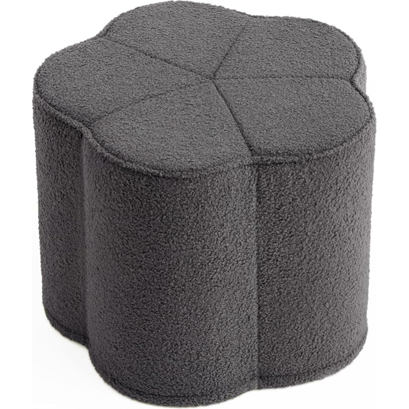 Blissful Diary Flower Pouf Ottoman Comfortable Flower Ottoman for Living Room Bedroom Kids Room Charm Floor Pouf for Home Decoration Full Foam Filling Footrest for Couch Dark Grey