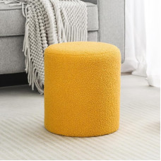 Joveco Modern Round Ottoman with Soft Padded Seat Padded Makeup Stool Footrest for Makeup Living Room Bedroom Home Office Yellow