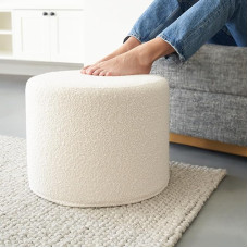 ZICOTO Beautiful Round Stool - Soft & Lightweight Bouclé Style Footrest - The Perfect Modern Pouffe Fits Well With Your Kids Playroom Or Home Decoration
