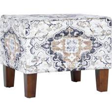 HomePop Home Decor | K7646-A862 | Upholstered Modern Rectangular Ottoman with Hinged Lid Ottoman with Storage Space for Living Room and Bedroom, Antique Ebony, Cream