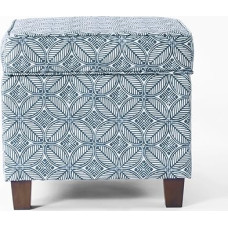 Eaasok HomePop Home Decor | K7342-A874 | Classic Square Storage Ottoman with Lift Off Lid | Ottoman with Storage for Living Room & Bedroom, Blue Indigo Print, Large