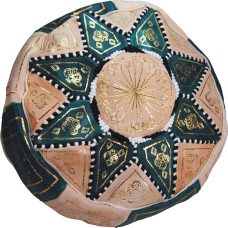 Terrapin Trading Fair Trade Handmade Moroccan Leather Star Pouffe - Turquoise