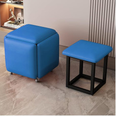 YXZN 5 in 1 Nesting Stool Footrest Stool Cube Footrest Seat Stackable Stool Footstool with Wheels for Bedroom Dorm Living Room