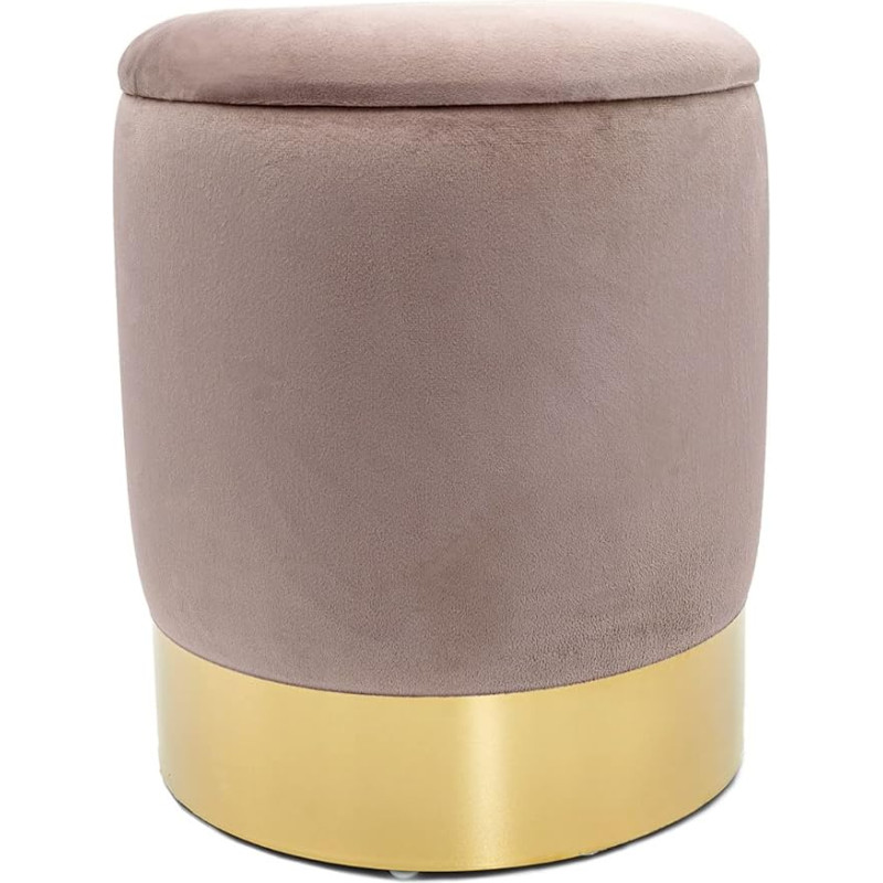 kreatives Wohnen Decorative Stool, Velvet Pouf, Velour Stool with Storage Space and Lid, Diameter 31 cm, Height 38 cm, Soft Purple Velvet Stool