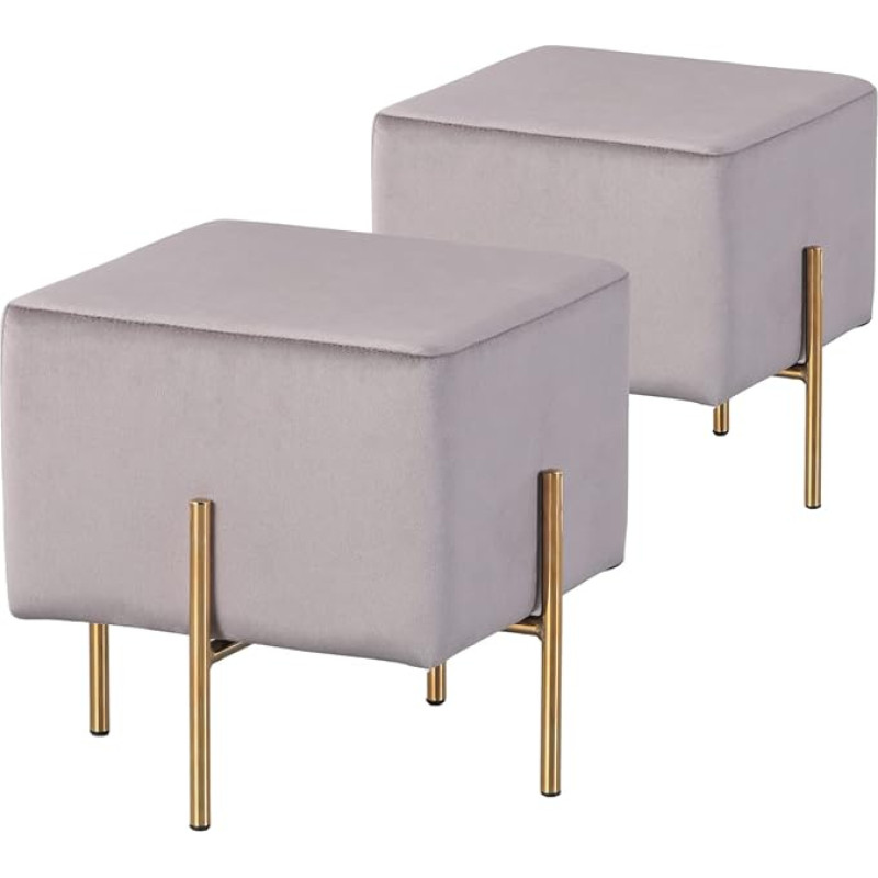 Velvet Ottoman (Grey)