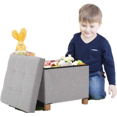 Cocoarm Stool with Storage Space, 3 in 1 Foldable Cube Cubic Storage Footstool with Padded and Solid Wood Feet for Living Room, Hallway, Children's Room, 38 x 38 x 35 cm, Dark Grey