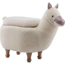 THC Living Animal Stool Alpaca Llama Fabric White with Storage Compartment
