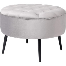 BIRDROCK HOME Round Grey Tuft Top Stool with Legs