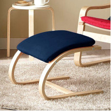Stool Solid Wood C Footstool with Removable Padded Ergonomic Design Ottoman Shoe Bench Creative Fashion Leisure Stool Sofa Stool (Color : Dark Blue)