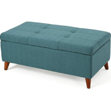 GDF Studio Etoney Mid Century Modern Fabric Storage Ottoman (Teal)
