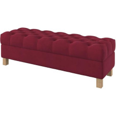Furninero - Deep Padded Bench Stool Ottoman Bed Stool with Storage Space, Square Legs, 140 cm Wide, Majestic Velvet Wine Red Fabric (Light to Clean), Red