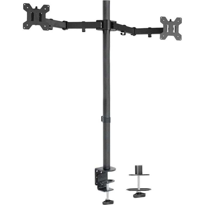 VIVO Stand-V012 Kahe monitori lauapealne tugi, eriti kõrge 39-tolline post, täielikult reguleeritav statiiv kuni 27-tollise ekraani jaoks, must
