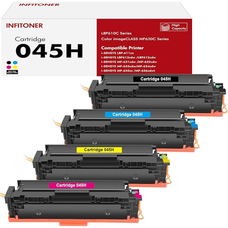 4-Pack 045H ühilduv CRG-045H CRG-045 045 toonerikassettide asendaja Canon ImageCLASS MF-633cdw MF-635cx MF-634cdw LBP612cdw LBP613cdw MF-631cdw MF-632cdw (must tsüaane kollane magenta a) a)
