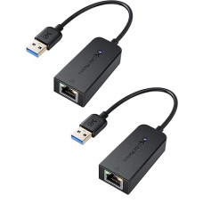 Cable Matters 2-pack USB Gigabit Ethernet adapter (USB võrguadapter, USB LAN adapter 3.0, USB Ethernet adapter USB 3.0) - 10/100/1000 Mbps Ethernet võrk mustas värvitoonis.