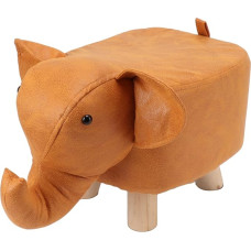 AONYAYBM Jalahoob, laste turvatool, polsterdatud jalatool koos multifilmi elevandiga lastele, koju, elutuppa, armas puidust jalatool mängutuppa, õue, kingade vahetamise jalatool (oranž) (oranž)