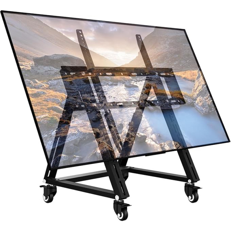 Duiliuu TV statiiv, TV statiiv ratastega, põrandal seisev telerikäru 26-65-tollise teleri jaoks, reguleeritava kõrgusega telerikäru, veeretatav, mobiilne telerikäru, 36°-68° reguleeritav, Max 50 kg, Max Vesa 600 x 500 cm