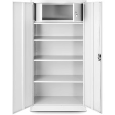 Jan Nowak by Domator24 Salajase sektsiooniga arhiivikapp C001D Metallist kapp Kontorikapp Terasest pulbervärviga kapp 185 cm x 90 cm x 45 cm (valge/valge)