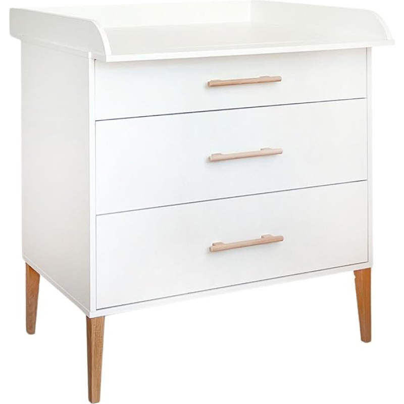 ATB ILA muutmislaud - muutmislaud 101 x 85 x 75 cm - beebitoa komplekt - funktsionaalne mööbel - mugav beebi sahtlitega - beebi muutmislaud (valge)