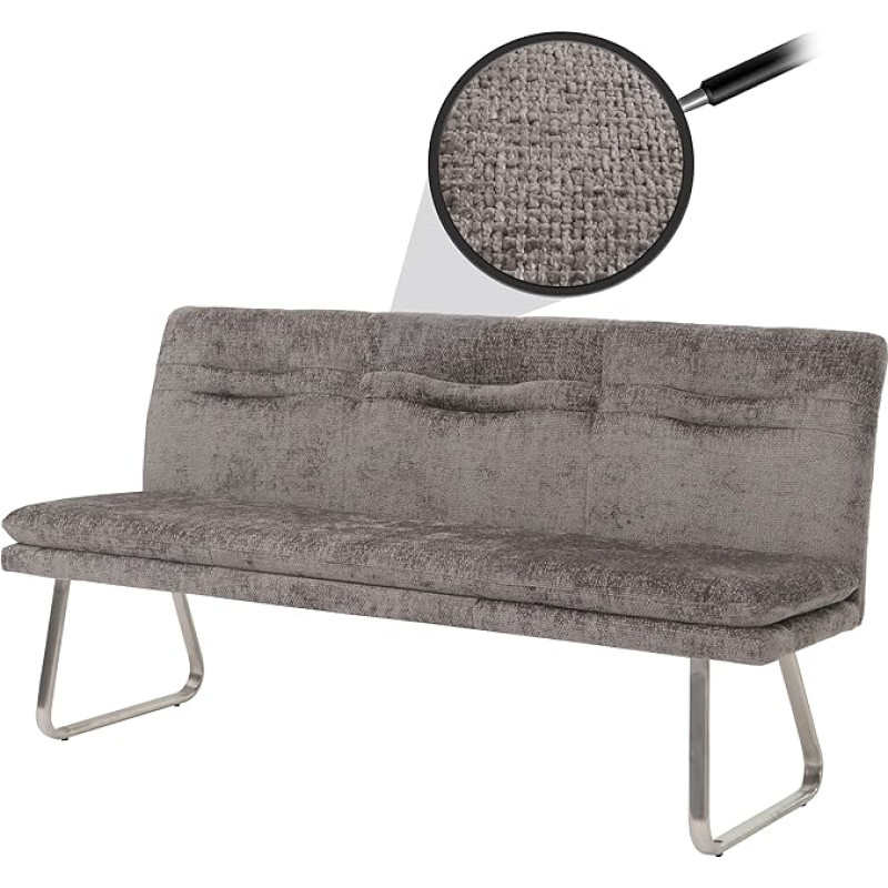 HWC-H70 Söögitoapink Pehmendusega pink seljatugi Kangas / tekstiil šenill harjatud roostevaba teras 180 cm tumehall