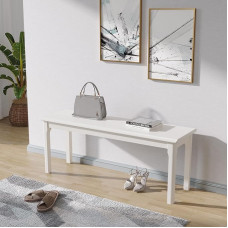 K KELBEL Söögitoa pink, massiivne tammepuust pink, voodipink, puidust pink, rustikaalne sisustusmööbel magamistuppa, majapidamisse, söögilauale, 120 x 36 x 40 cm, valge