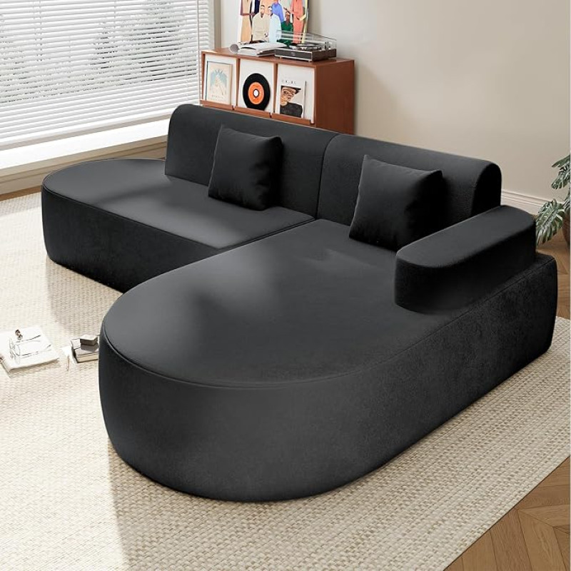 EROMMY nurgadiivan, puhas vaht paigaldus vaba nurgadiivan, L-kujuline elutuba, must parempoolne käetugi