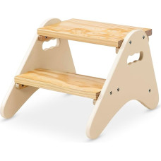 B. spaces Stabiilne puidust astmetool lastele - Jalutus, 2 astmega väljaheide - lastemööbel kreemikas valge vannituppa, kööki, lastetuppa alates 2-aastastest, väike, valge