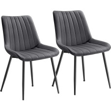 SONGMICS LDC090G05 Söögitoa toolid 2 köögitoolist koosnev komplekt Sametiga polsterdatud tool Maksimaalne koormus 120 kg terasjalad kumer seljatugi söögitoa kööki halli tindi mustaga